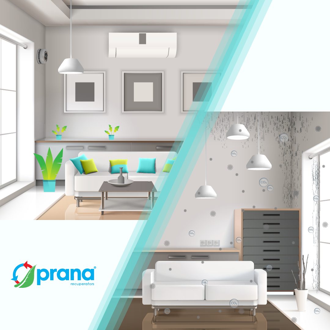 Rekuperator ścienny PRANA w nowoczesnym wnętrzu mieszkalnym